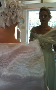 hair piece created in gold and cream silk organzas