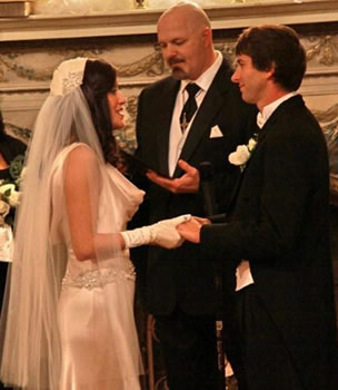 Beaded accents were added to the sides of the headpiece to complement the beading on the wedding gown.