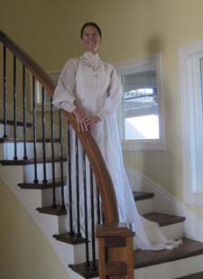 Bride to be wearing her mother's gown from the 1980's