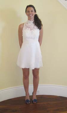 Bride to be wearing remodeled mother's gown, which she will wear for her 2011 rehersal dinner